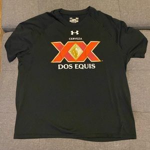 Under Armour Dos Equis Men’s Black T-Shirt Size Large Cerveza Beer Short Sleeve